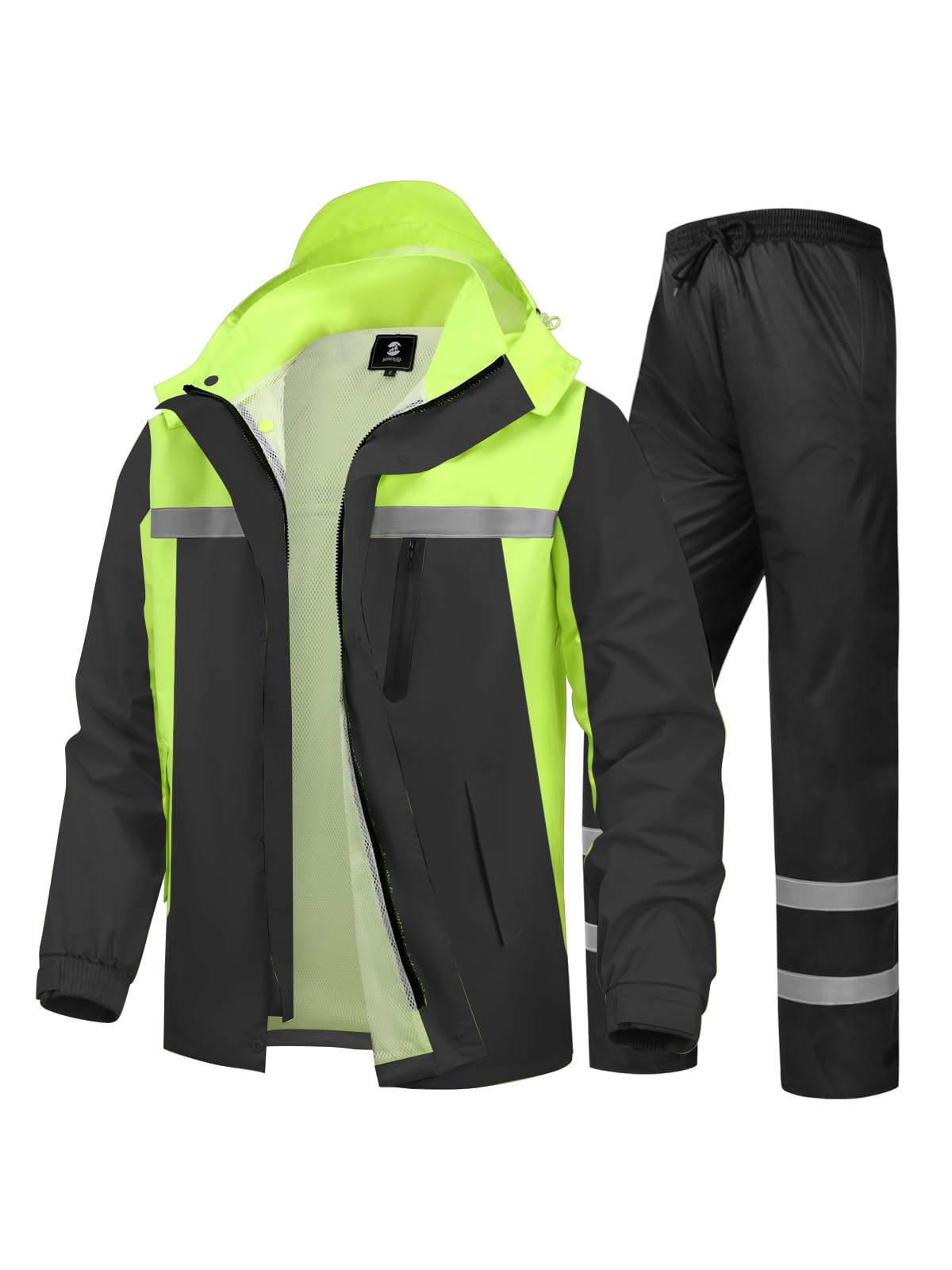 SaphiRose front view of jacket and pants showing full waterproof set and fit
