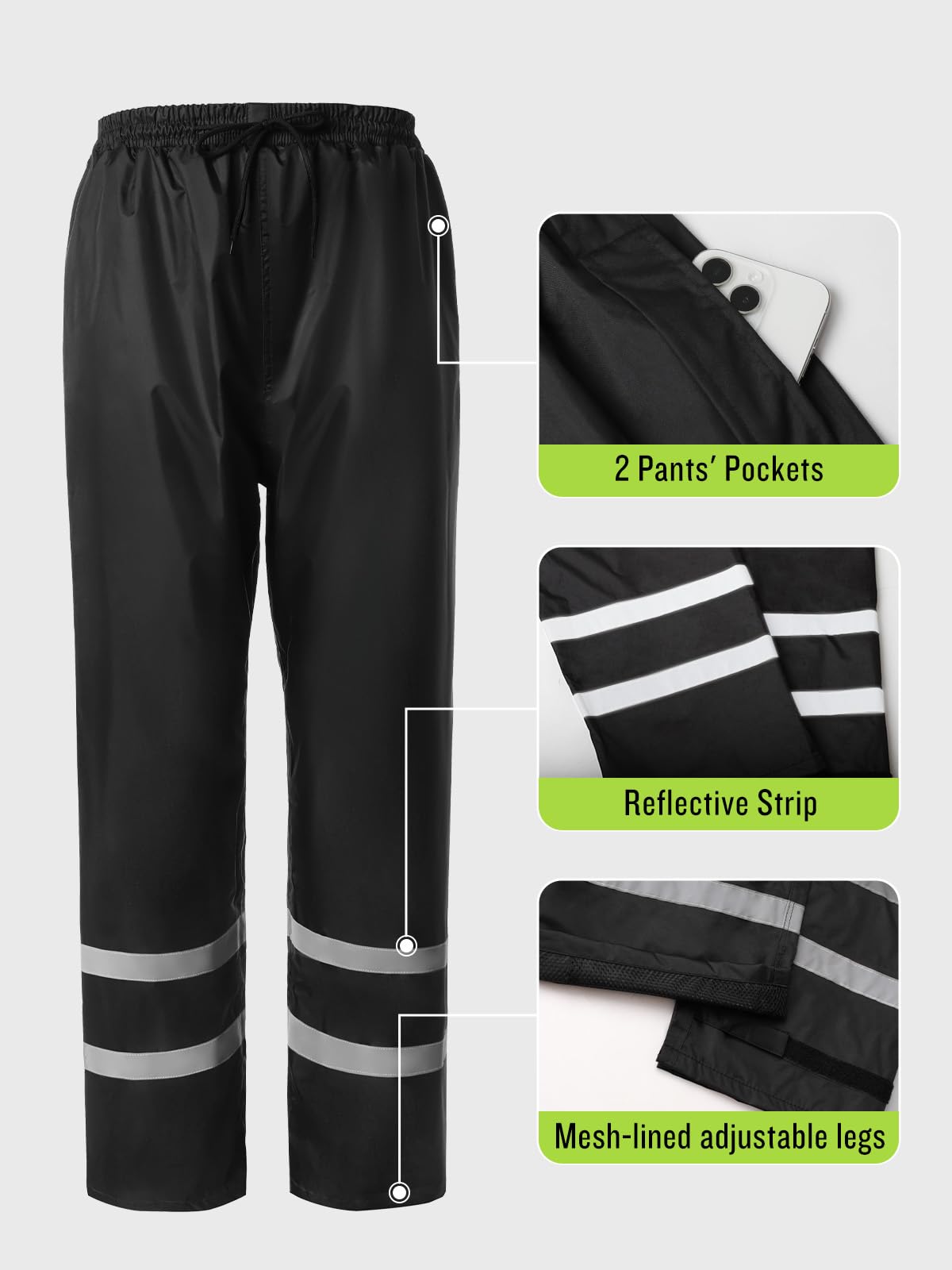 SaphiRose wearer on roadside showing suit's visibility and weather protection