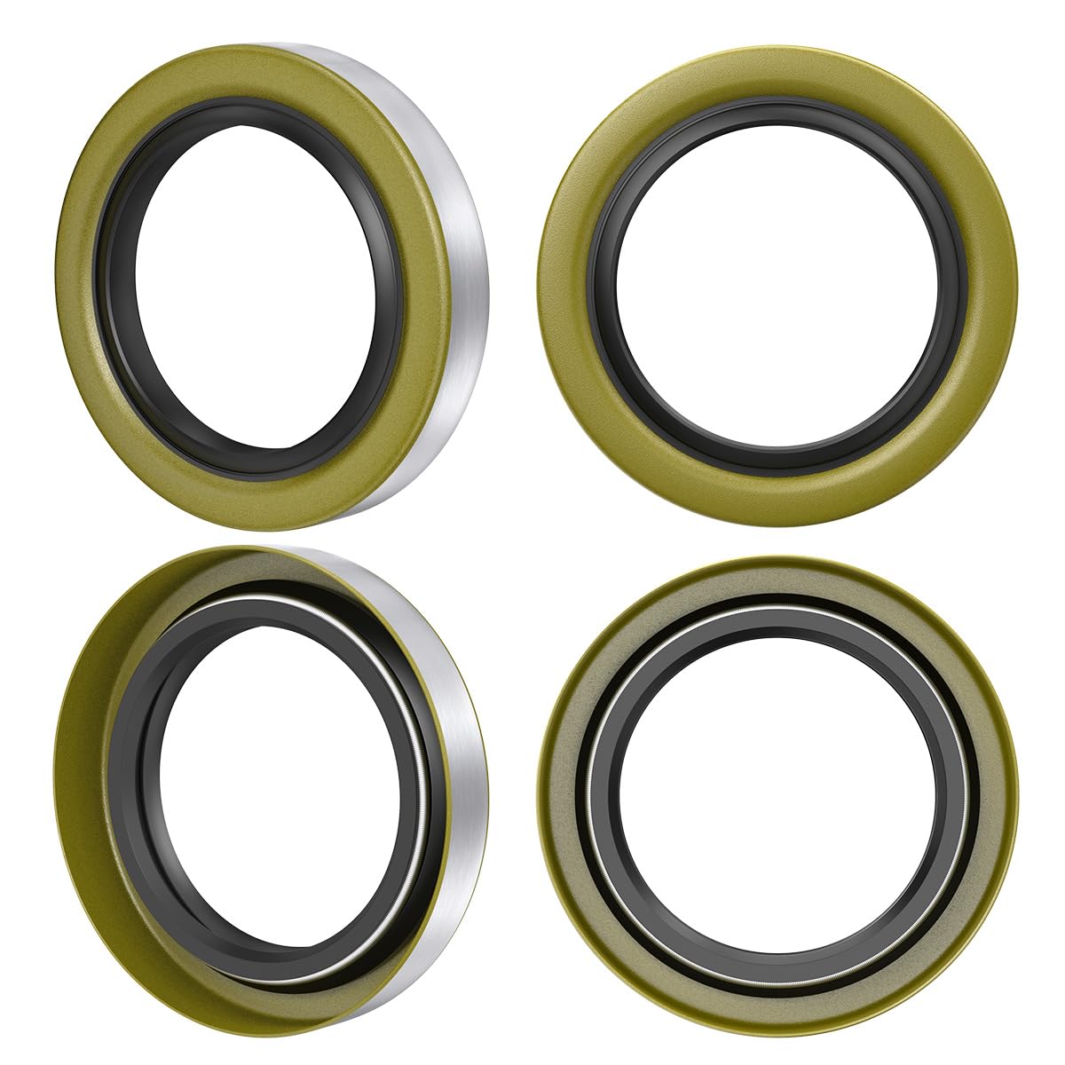 SAQXK front view of four grease seals showing packaging and part numbers for easy identification and correct purchase