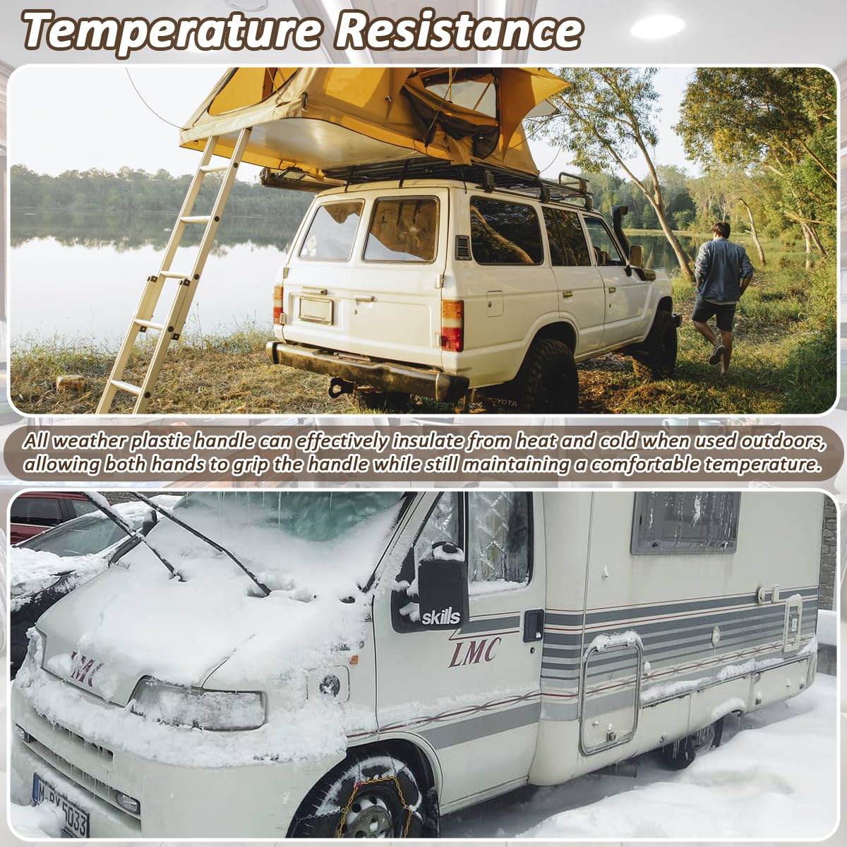 SAQXK mounted on camper door illustrating sturdy support and tidy finish