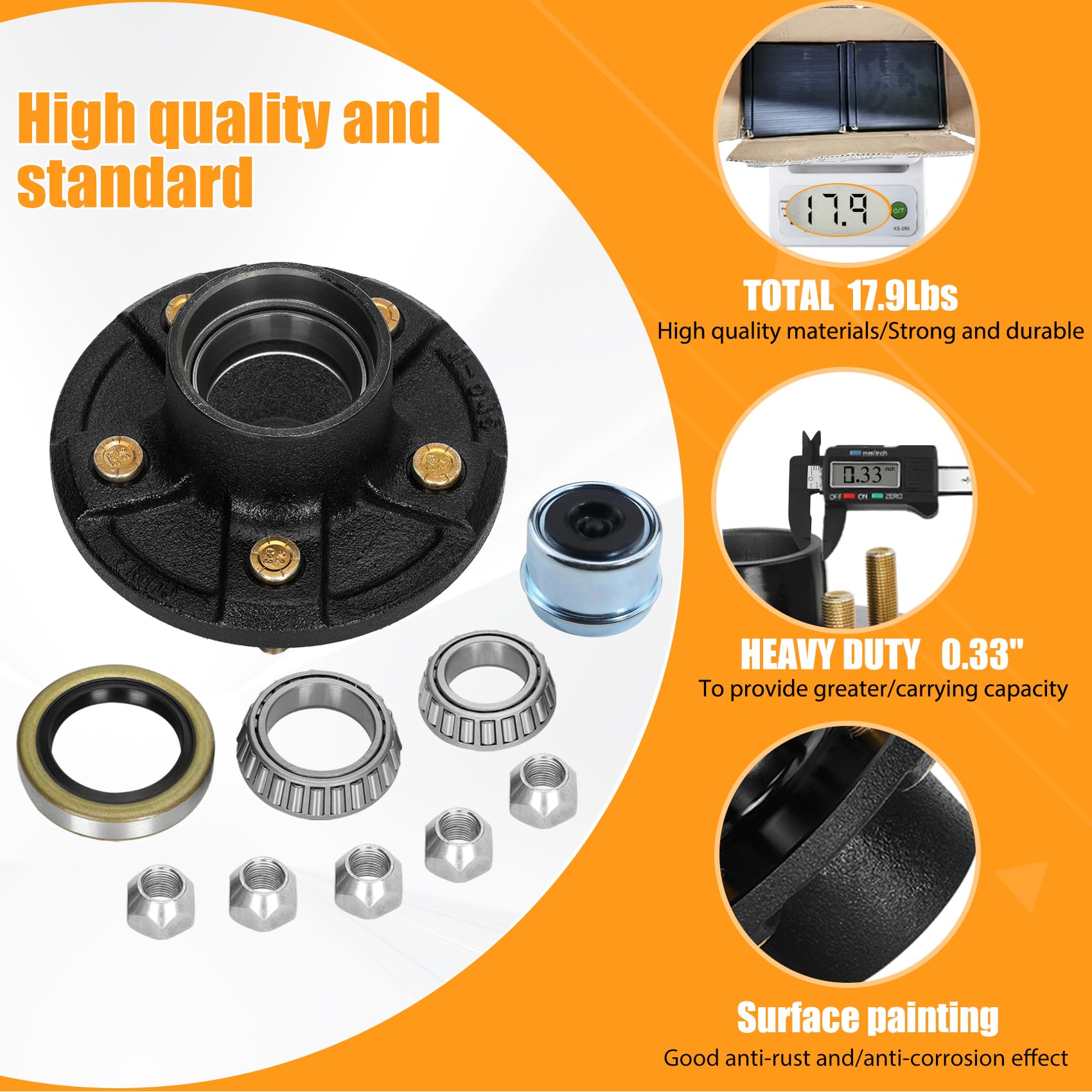 Saree hub installed on trailer spindle demonstrating ready-to-tow reliability