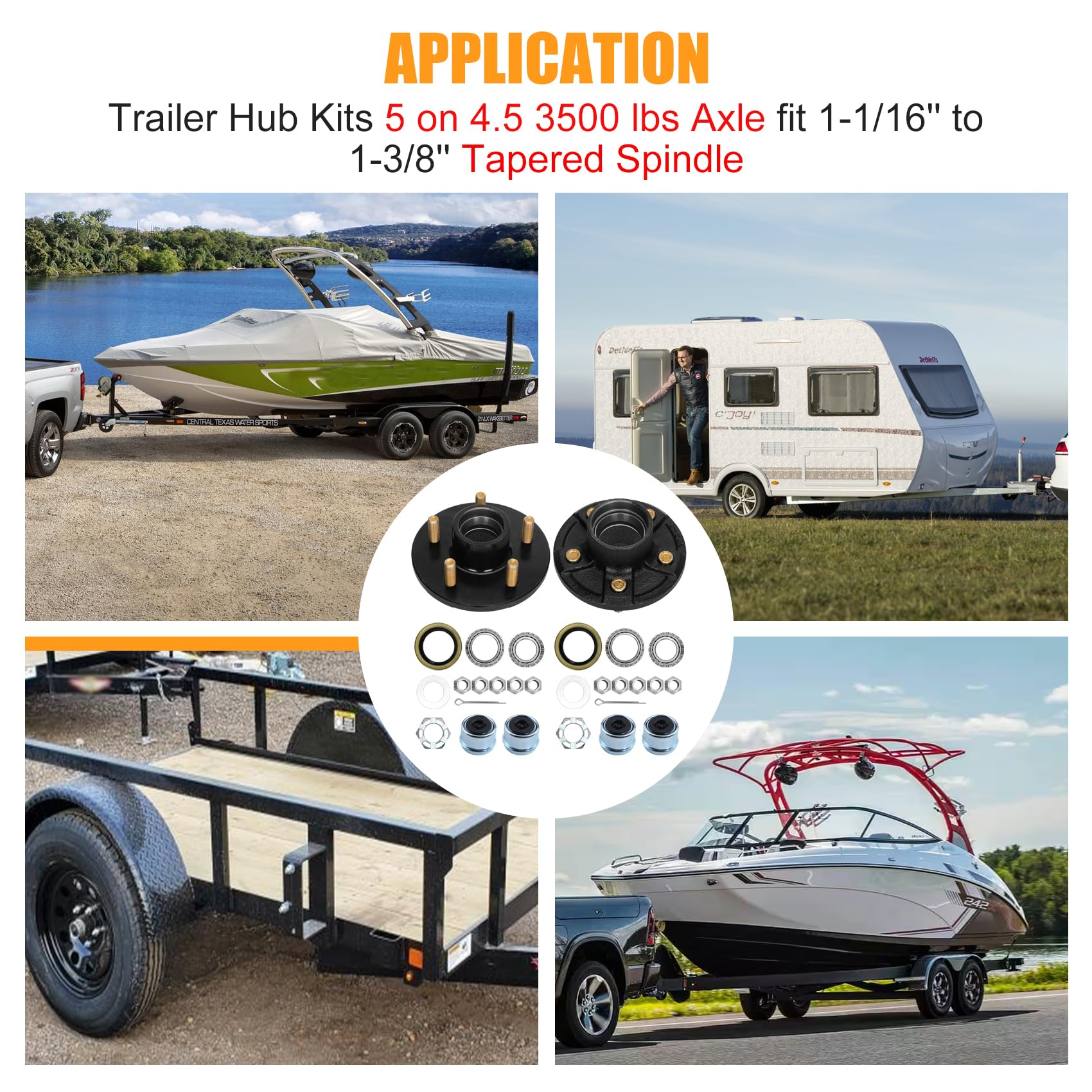 Saree hub kit being installed on a trailer axle illustrating user-friendly setup