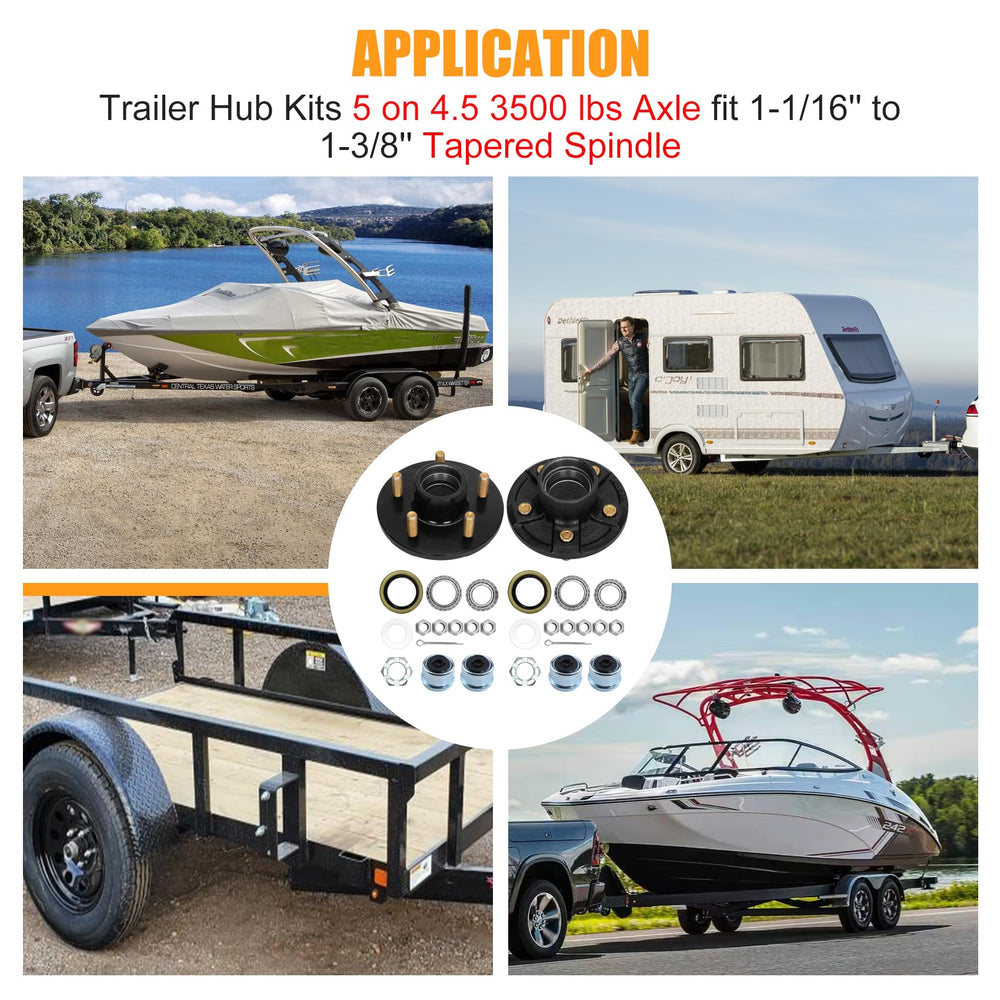 Saree hub kit being installed on a trailer axle illustrating user-friendly setup