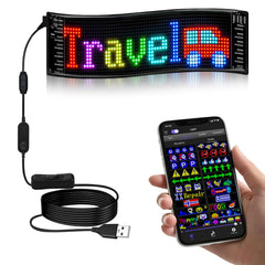 sasecgo front face LED panel showing bright scrolling message, clear visibility benefit