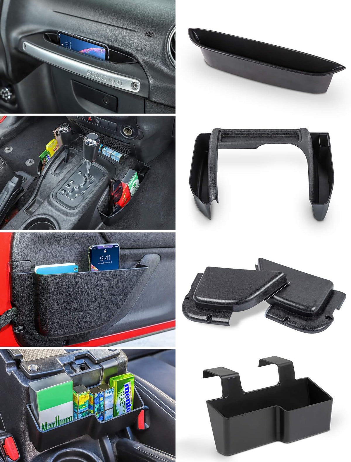 Savadicar front console organizer showing neat storage and improved access
