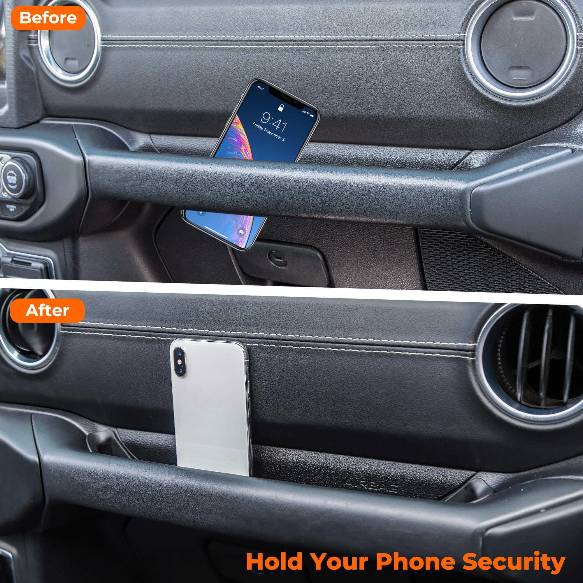 Savadicar size comparison with phone and keys to show capacity