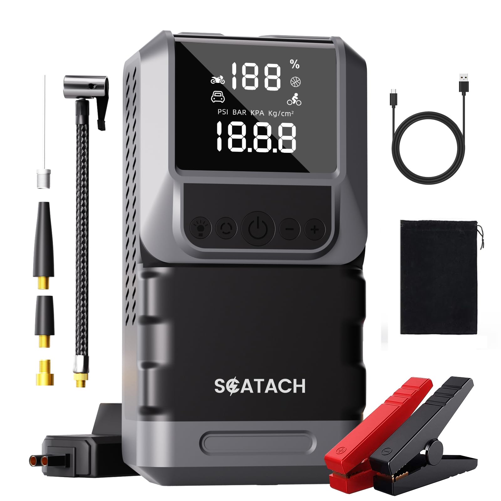 Scatach front view of unit showing compact design and portability benefit