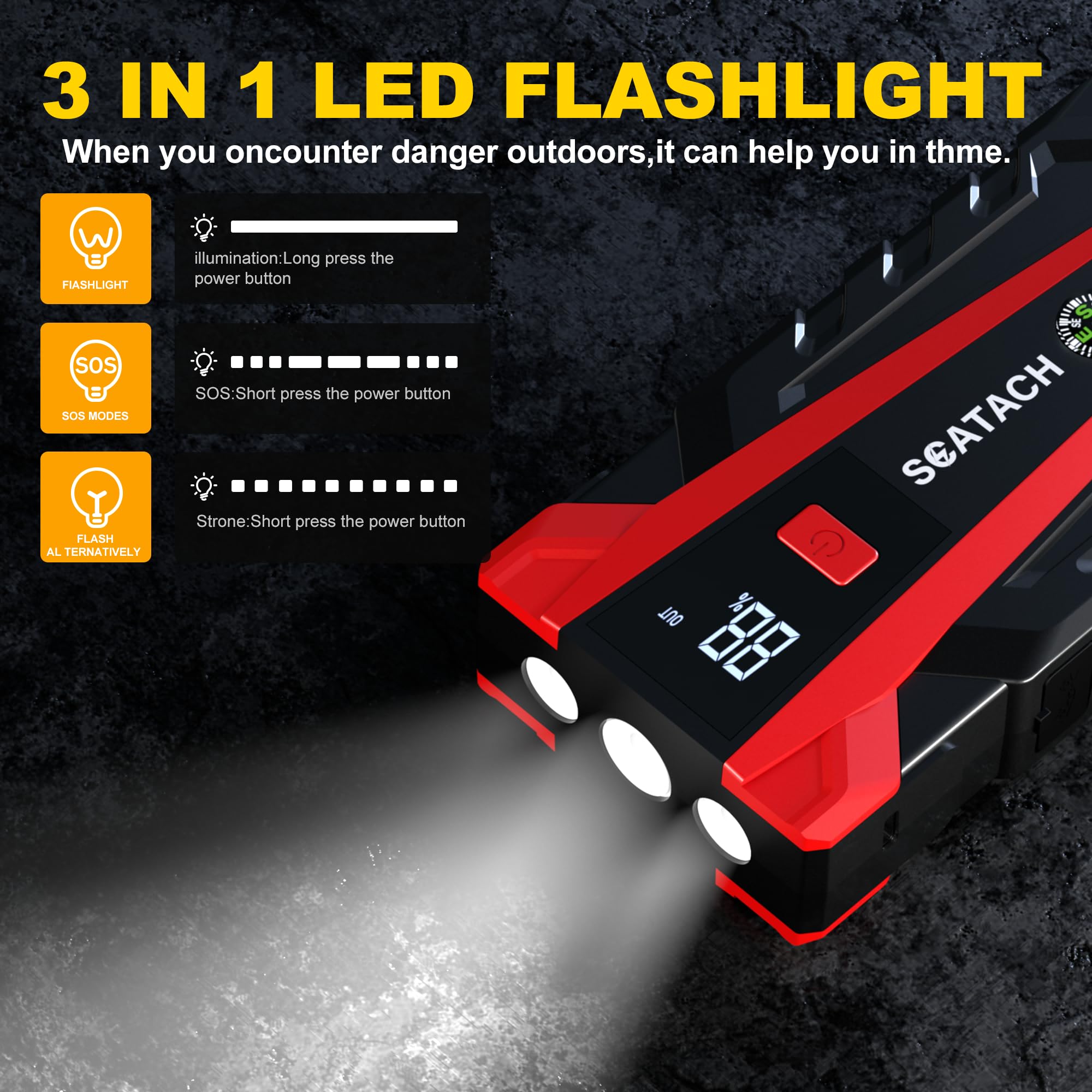 Scatach beside smartphone showing pocketable size and convenient vehicle storage