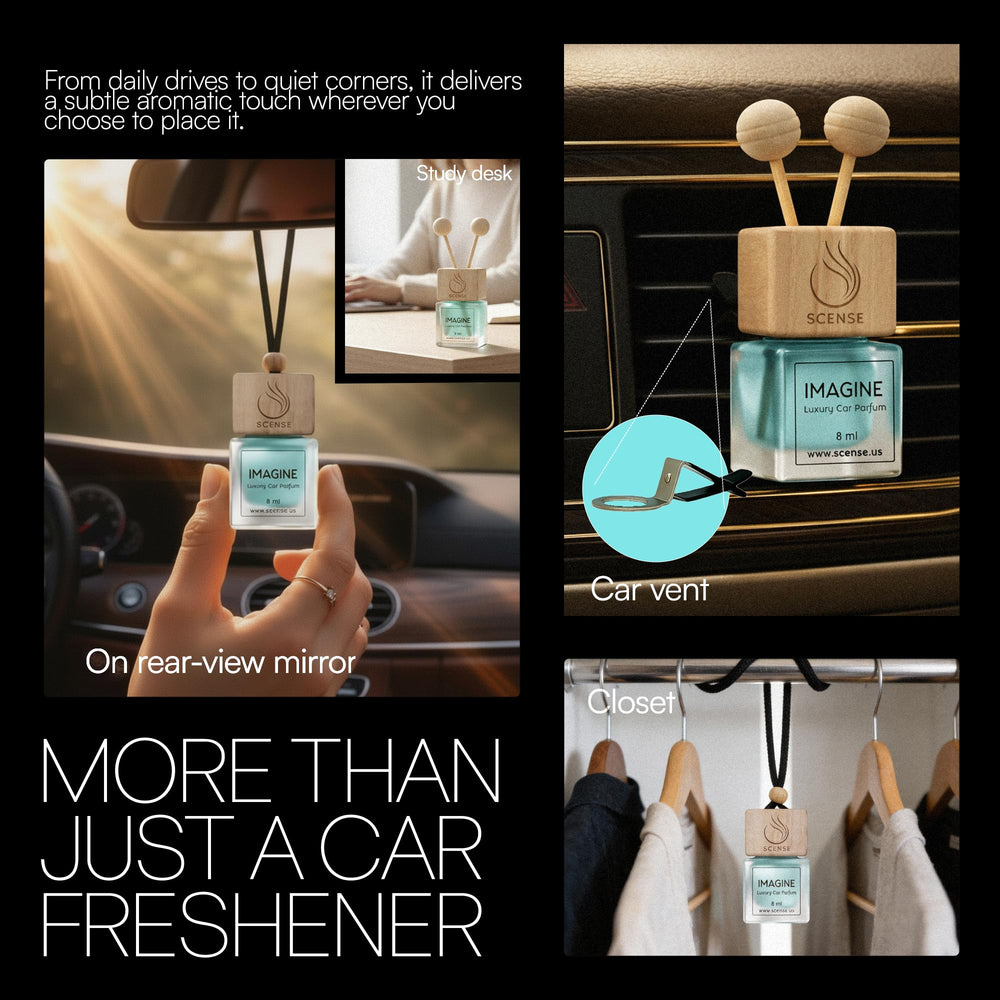 SCENSE IMAGINE diffuser bottle close-up highlighting refillable design and quality oils