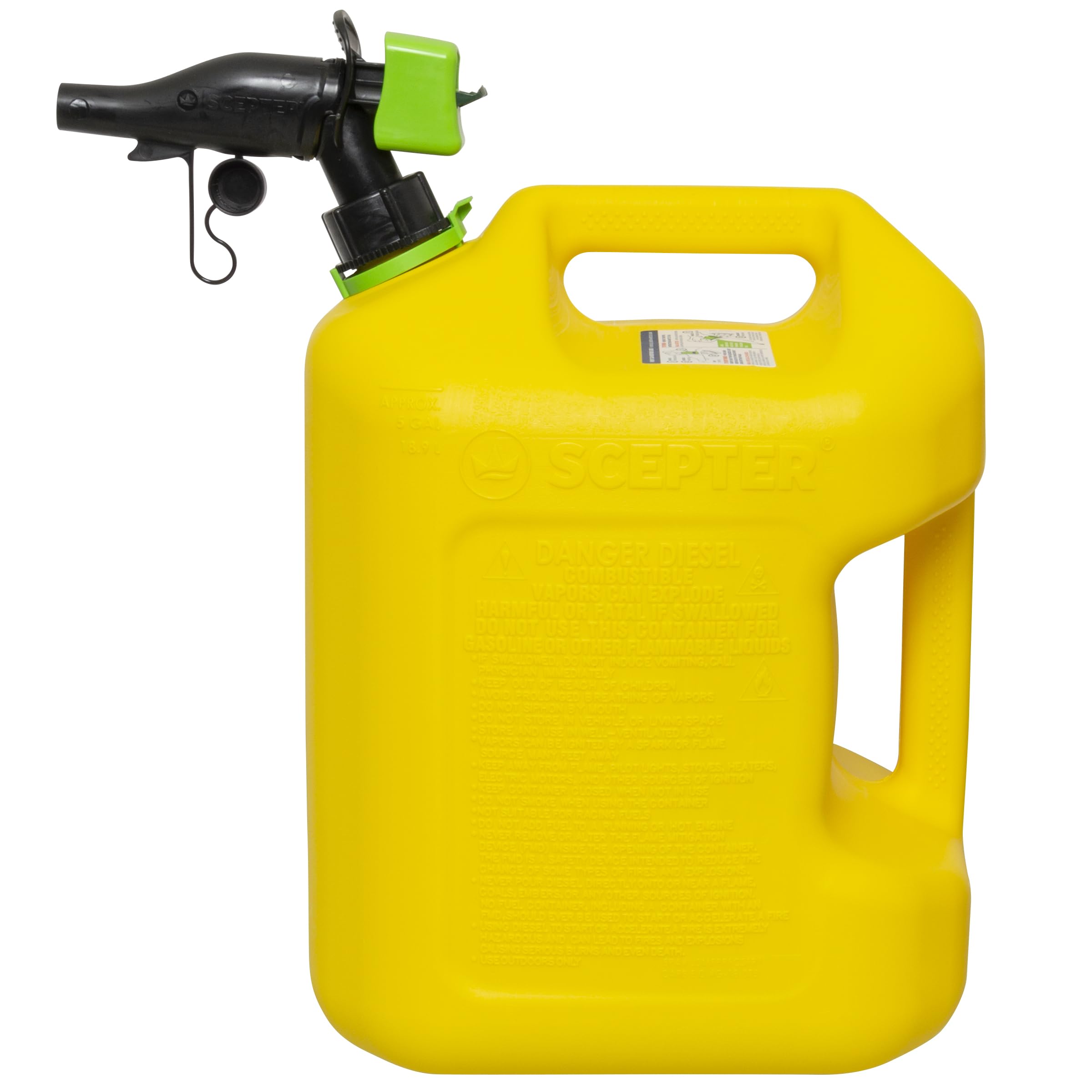 Scepter diesel can rear handle and top grip for stable, two-handed control