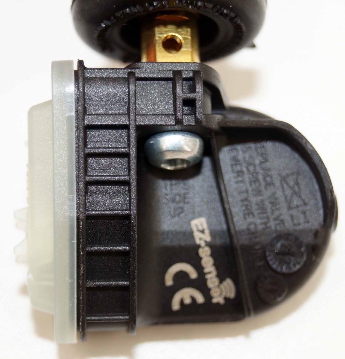 Schrader sensor body close-up highlighting durable housing and installation clarity
