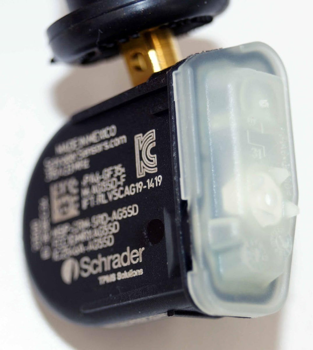 Schrader valve stem detail showing mounting hardware and secure seal benefit