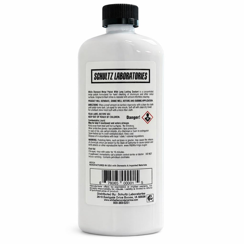 Schultz Laboratories White Diamond bottle closeup illustrating label details