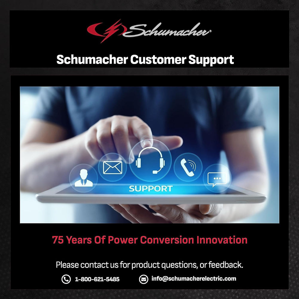 Schumacher CR7 connected to a 6V battery demonstrating automatic voltage selection