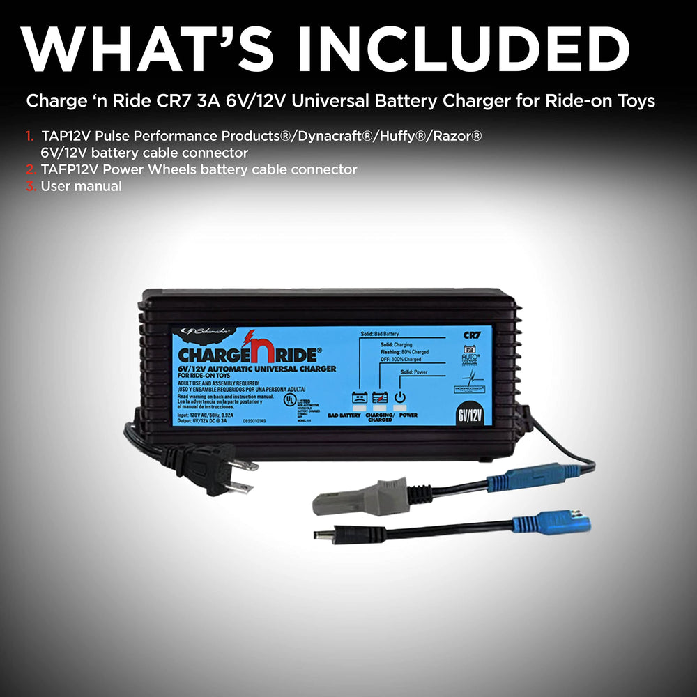 Schumacher CR7 quick-connect harness attached for fast, tool-free hookup