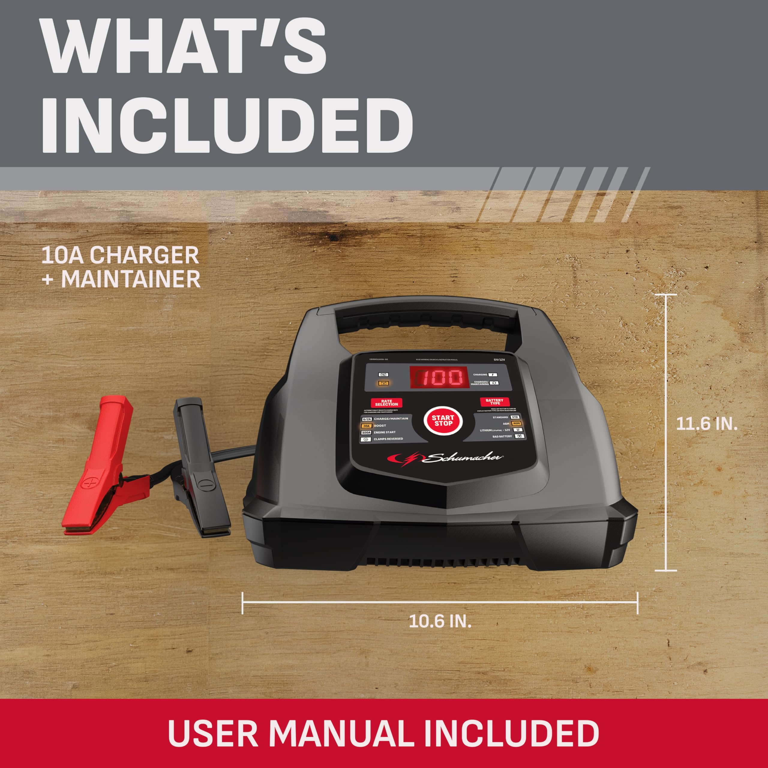 Schumacher desulfation mode indicator lit on SC1281 illustrating battery restoration