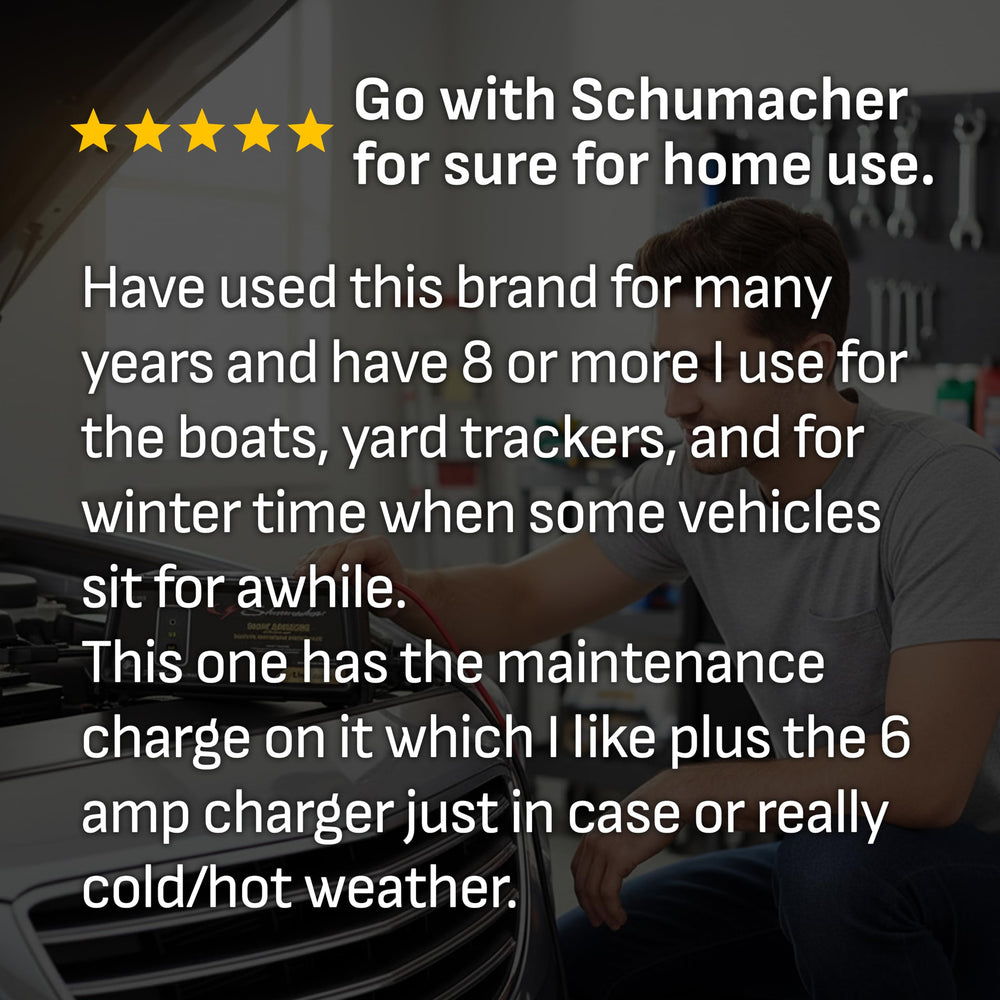 Schumacher SC1320 close-up of reconditioning mode controls improving battery recovery