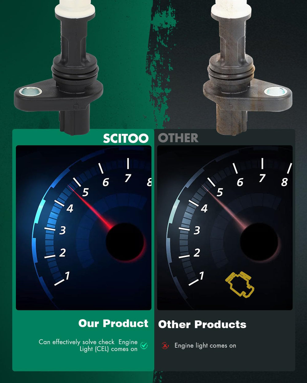 SCITOO sensor installed in engine bay showing correct positioning benefit