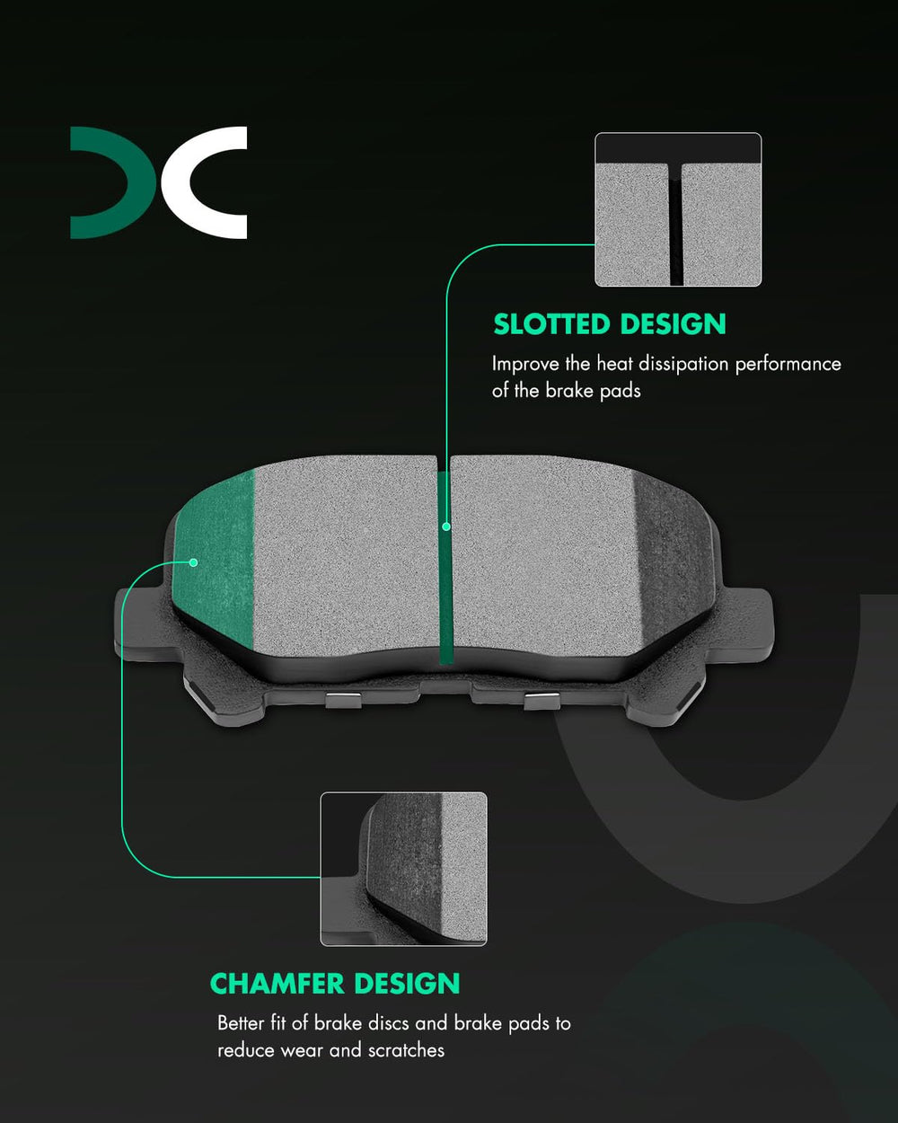 SCITOO D1281 ceramic friction surface close-up showing texture and reduced dust benefit