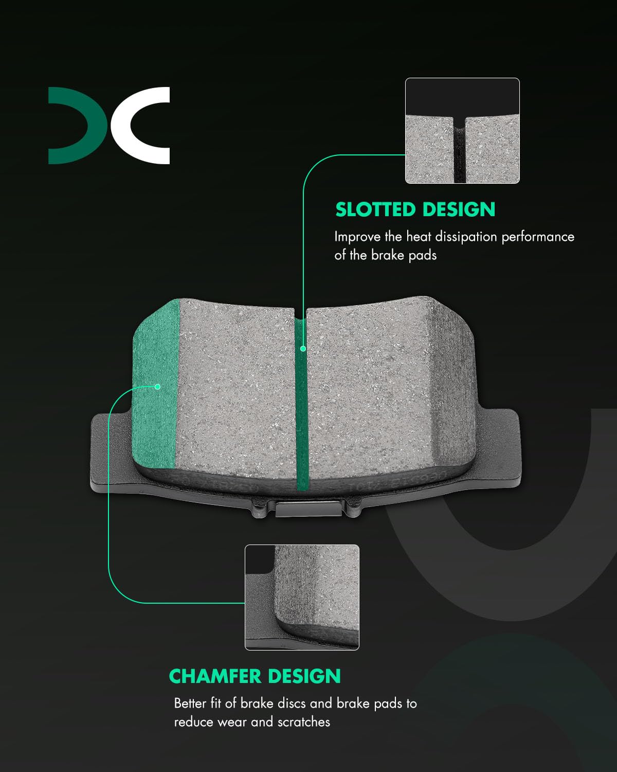 SCITOO slotted friction surface close-up for improved heat dispersion