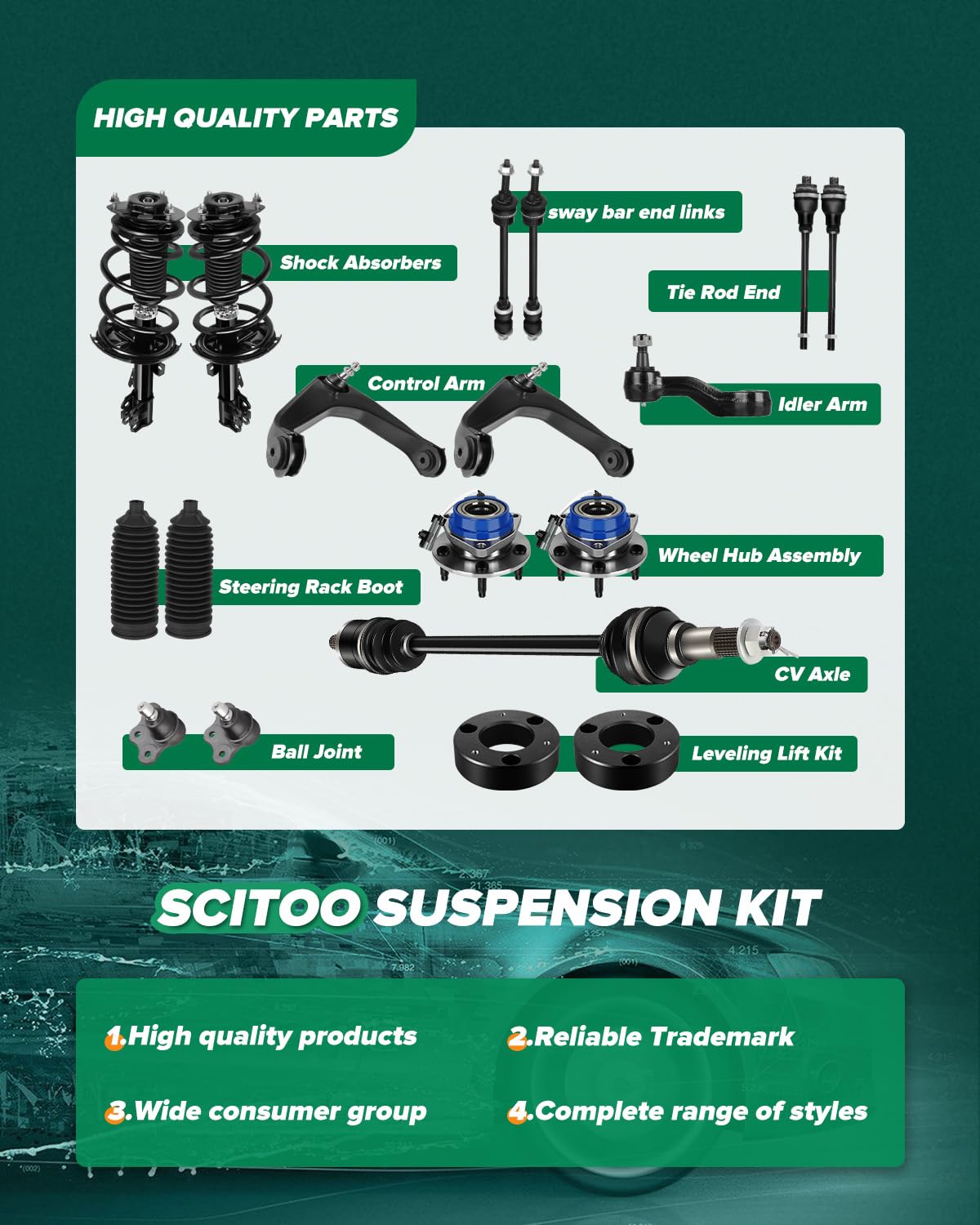 SCITOO outer tie rod end close-up showing robust forging for long life