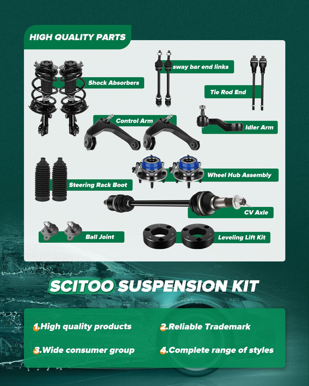 SCITOO outer tie rod end close-up showing robust forging for long life