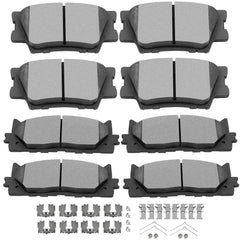 SCITOO front and rear brake pad kit packaging showing included eight pads and labels, clear fitment benefit