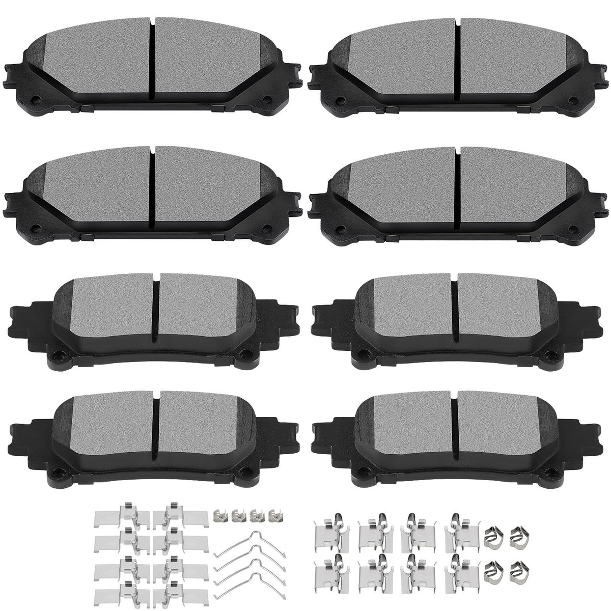SCITOO front view of brake pads showing full kit and fit for easy replacement