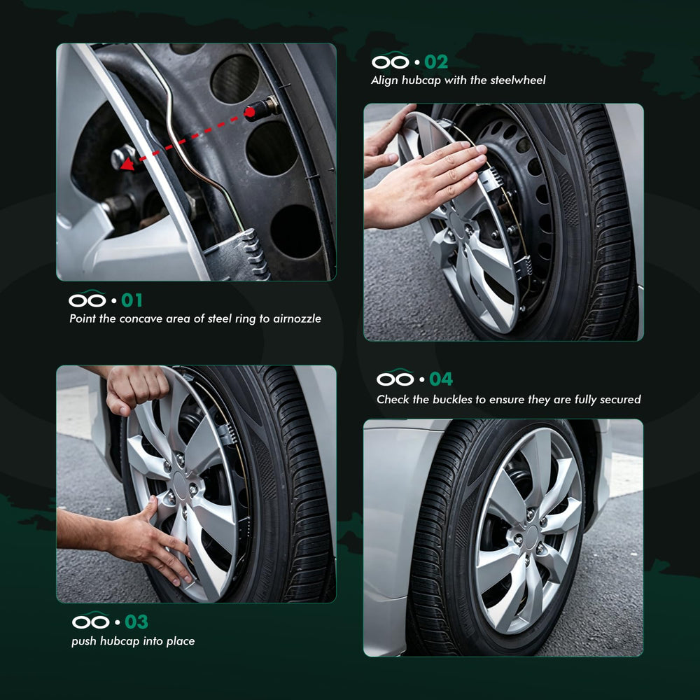 SCITOO hubcap installed on wheel demonstrating neat coverage and rust protection