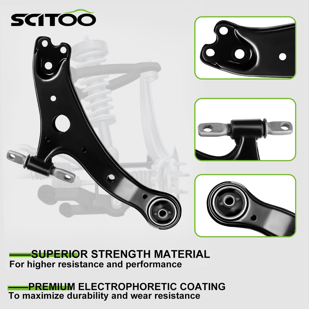 SCITOO passenger-side lower control arm close-up highlighting strength