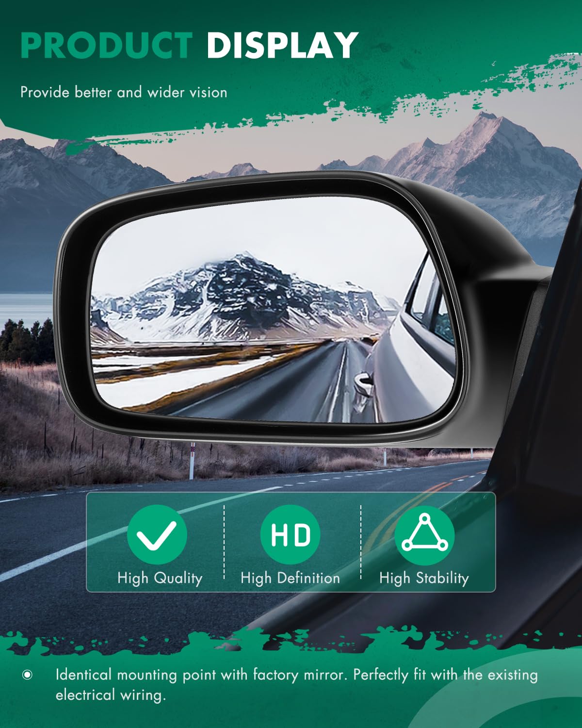 SCITOO mirror installed on a 2005 Corolla restoring original appearance