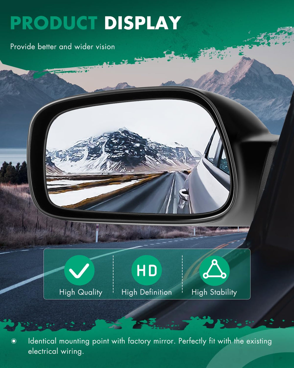 SCITOO mirror installed on a 2005 Corolla restoring original appearance