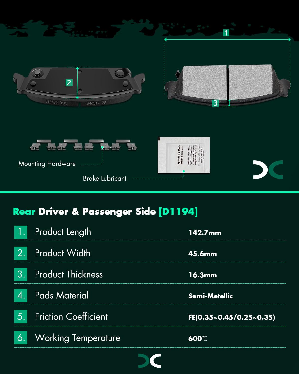 SCITOO pad chamfer and slot detail improving heat dissipation benefit