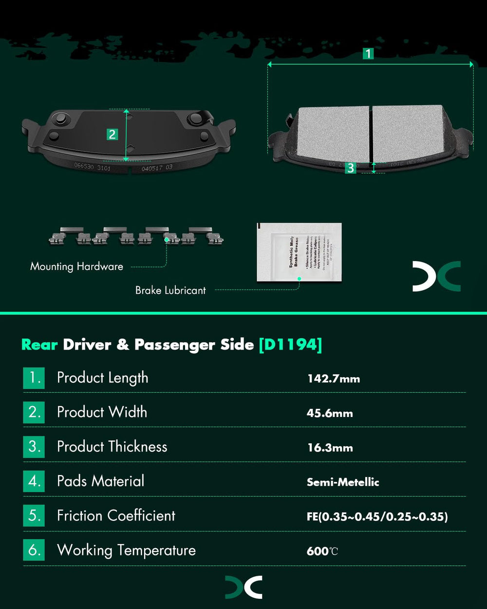 SCITOO pad chamfer and slot detail improving heat dissipation benefit