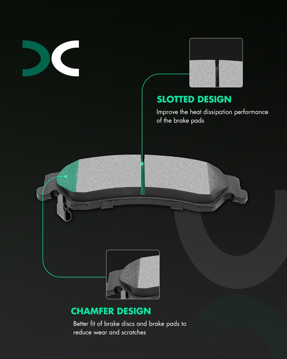 SCITOO ceramic pad profile close-up showing friction surface for consistent braking