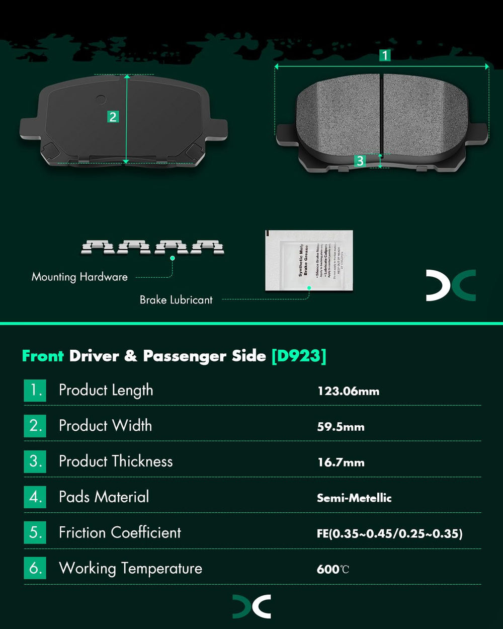 SCITOO side profile showing pad thickness and precise OE-style sizing
