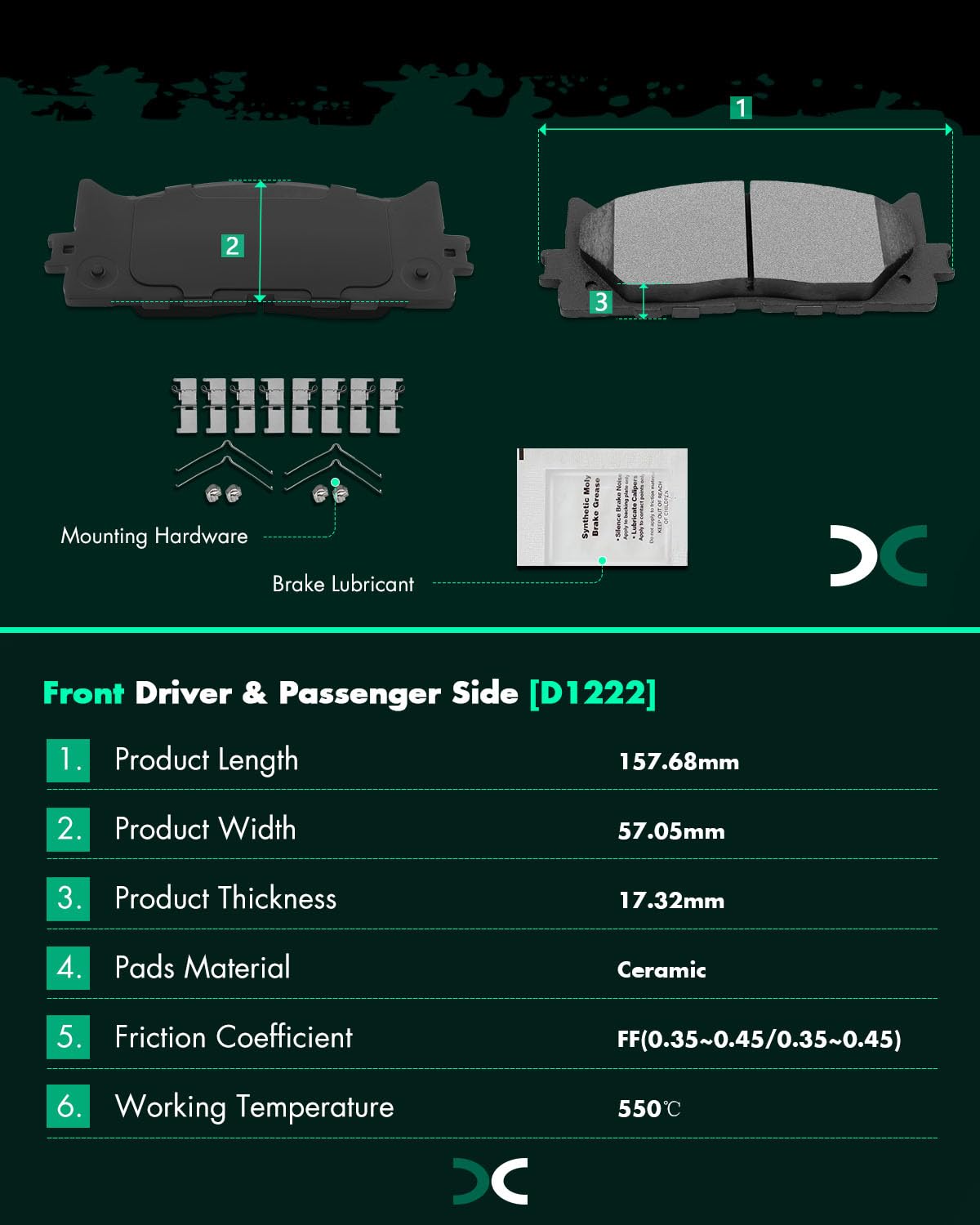 SCITOO pad thickness beside ruler demonstrating pad life and wear capacity for predictable service