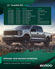 SCITOO shackle installed on F-150 rear axle demonstrating improved stance