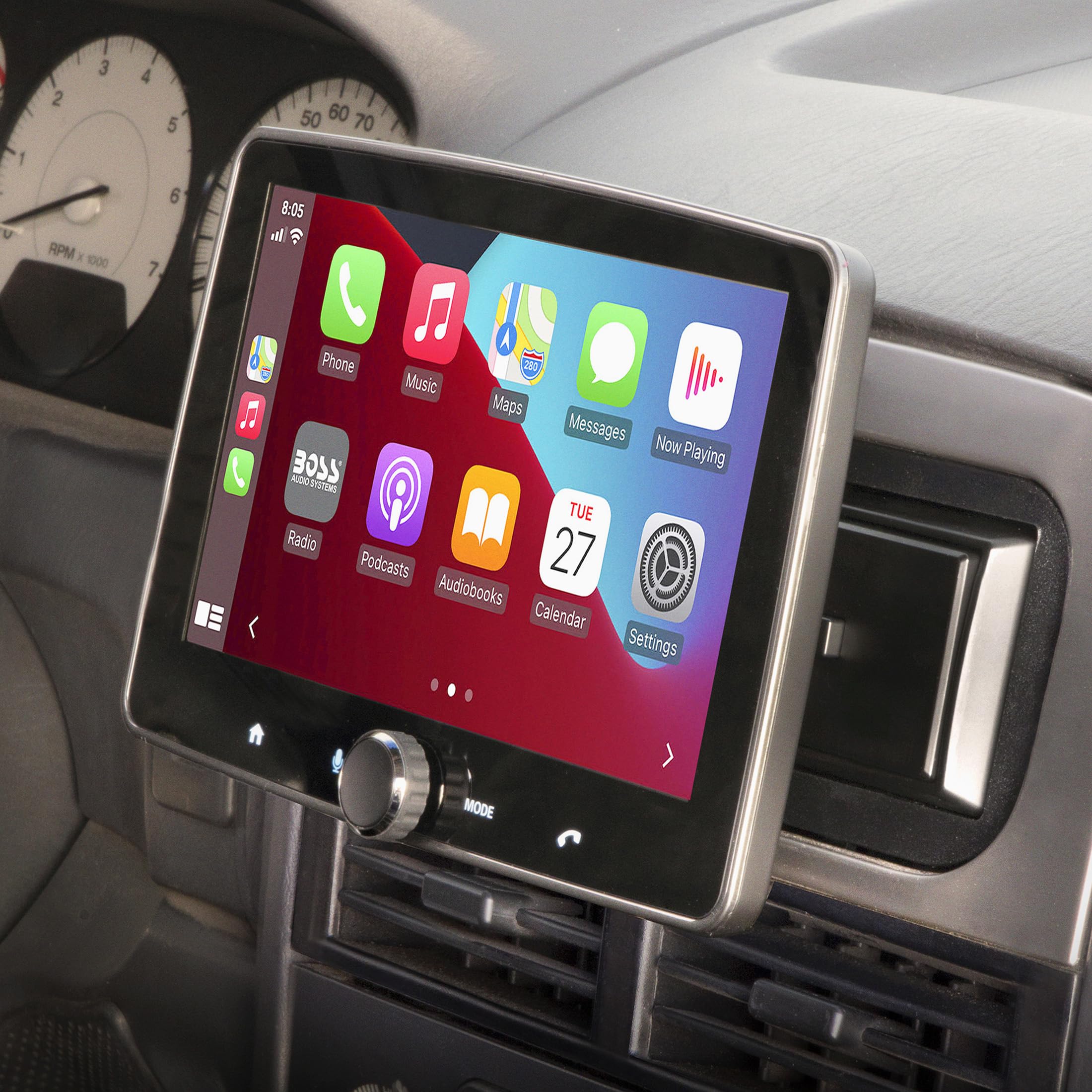 Scosche lifestyle shot of CR1277B in dashboard enhancing in-car aesthetics