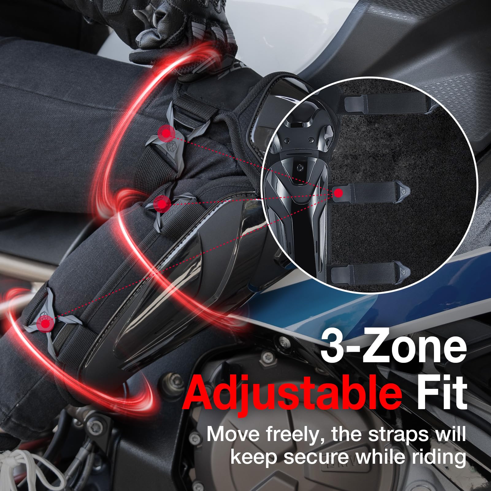 Scoyco in use by a motorcycle rider illustrating protection during dynamic movement