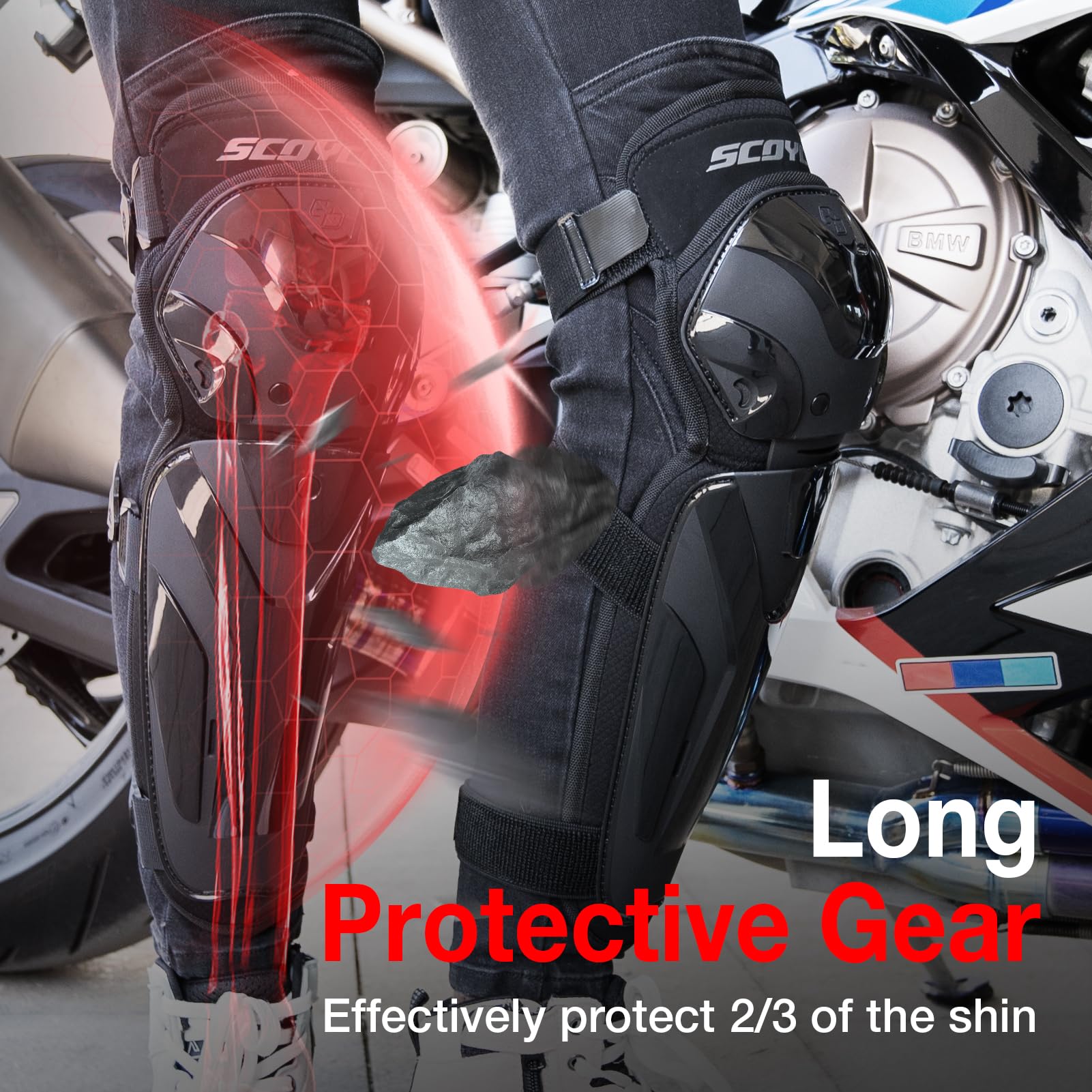Scoyco worn under jeans fit comparison showing low-profile design for everyday commuting