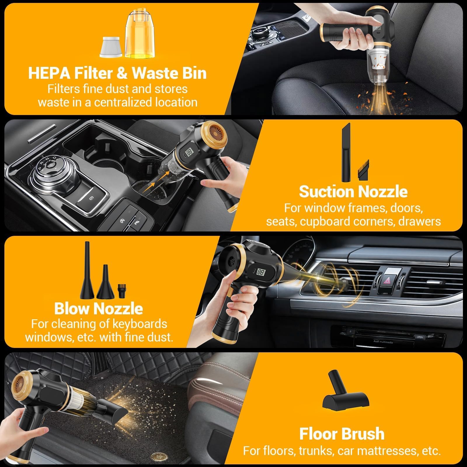 Scstartx cleaning a car interior demonstrating cordless convenience and power