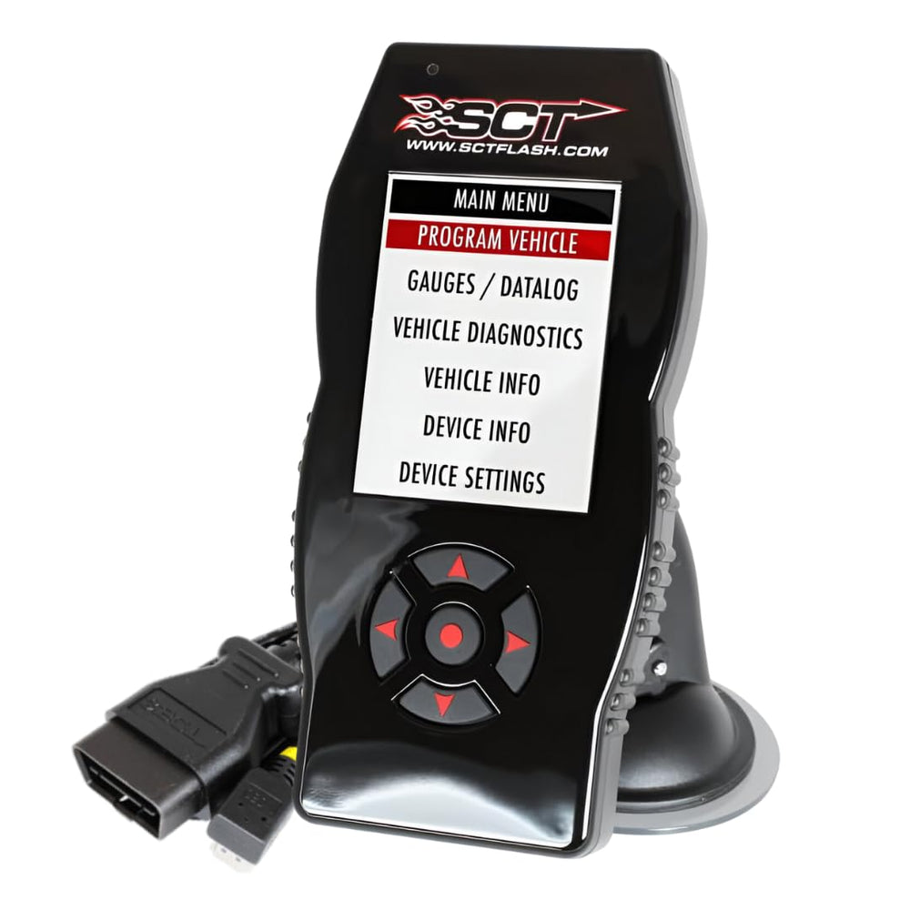 SCT X4 front display showing tuning menu and quick access benefits