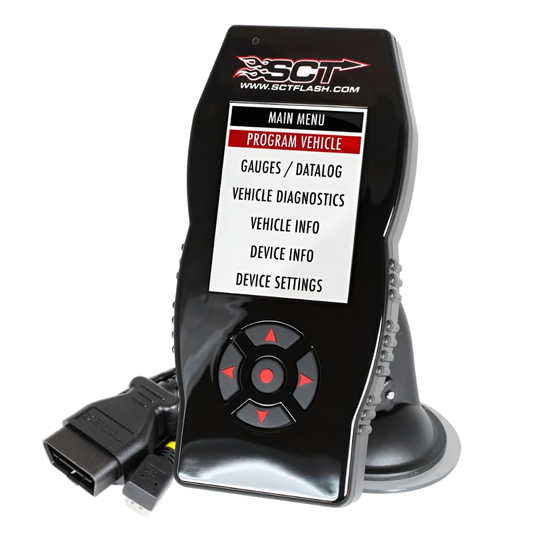 SCT X4 front display showing tuning menu and quick access benefits