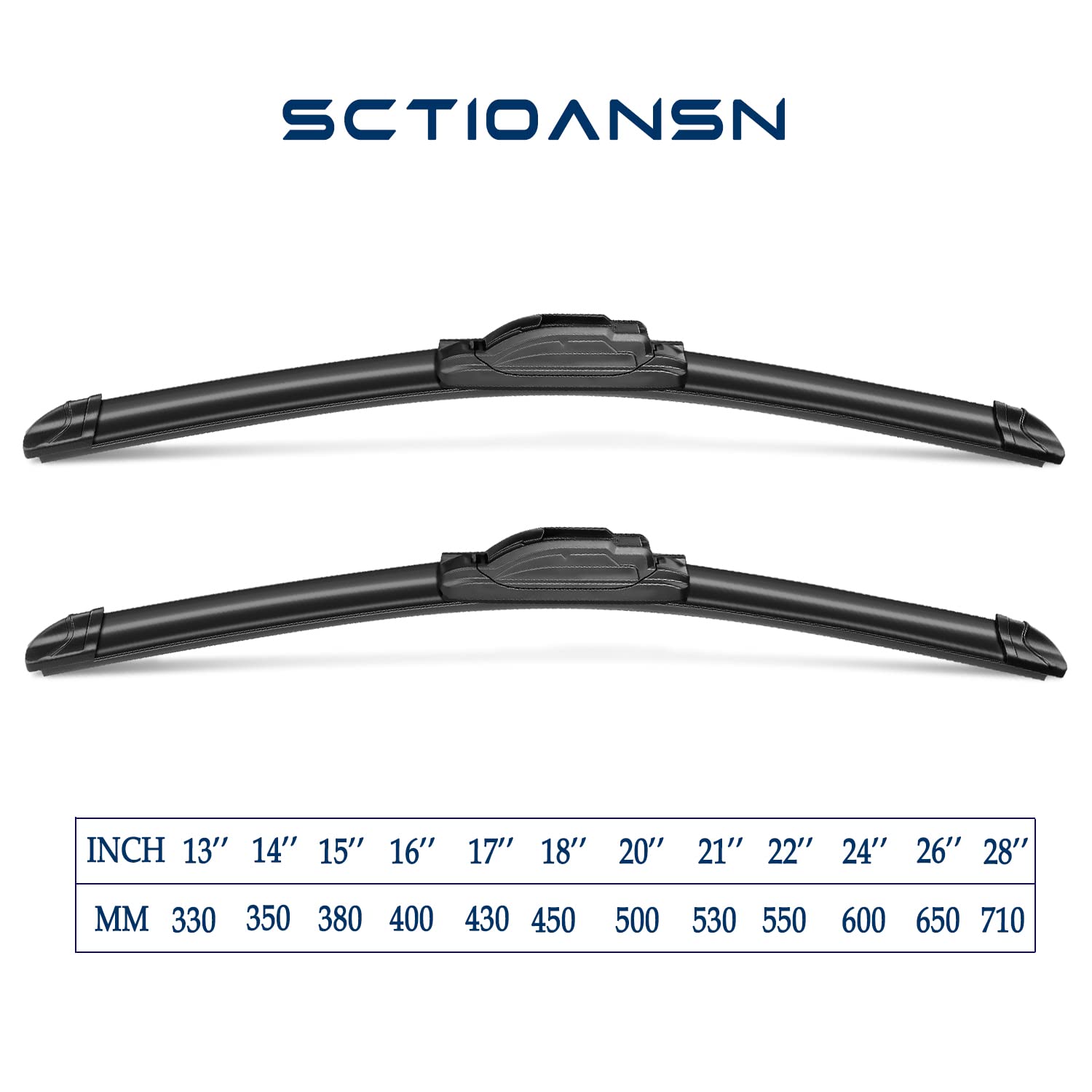 sctioansn 17-inch passenger blade detail highlighting durable frame for quiet wiping
