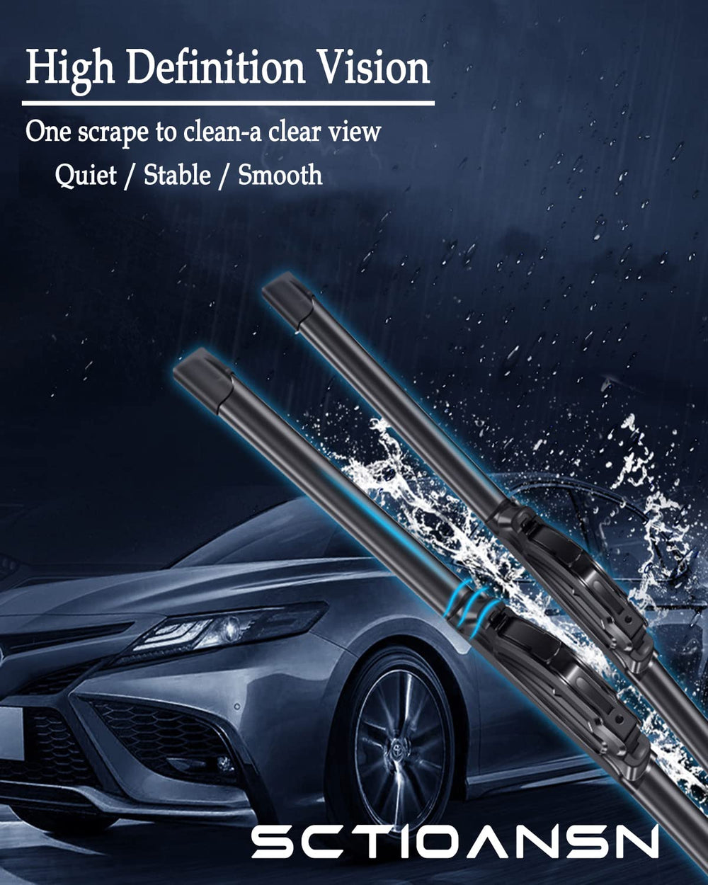 sctioansn 14-inch rear blade mounted on hatchback improving rear visibility in rain