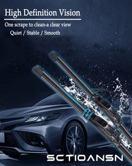 sctioansn 14-inch rear blade mounted on hatchback improving rear visibility in rain