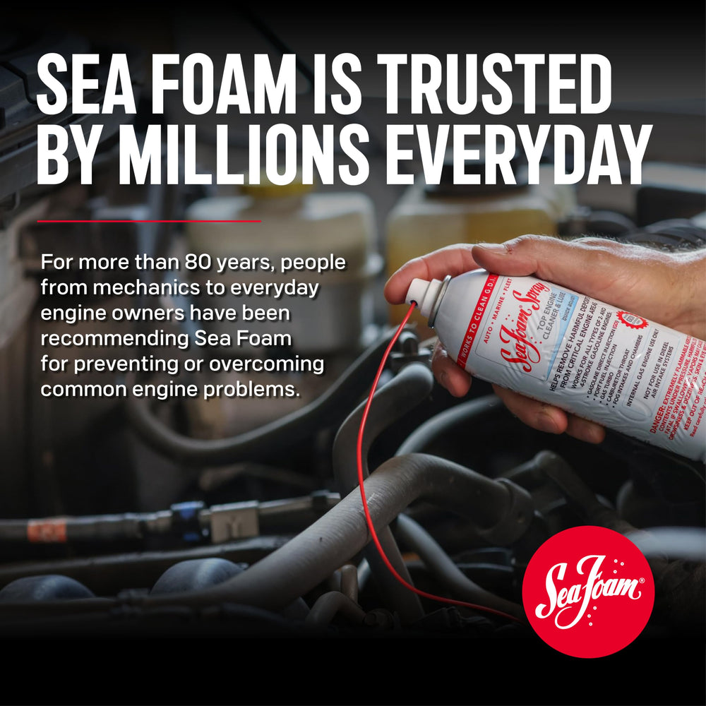 Sea Foam SS14 on garage workbench with tools, ready to use