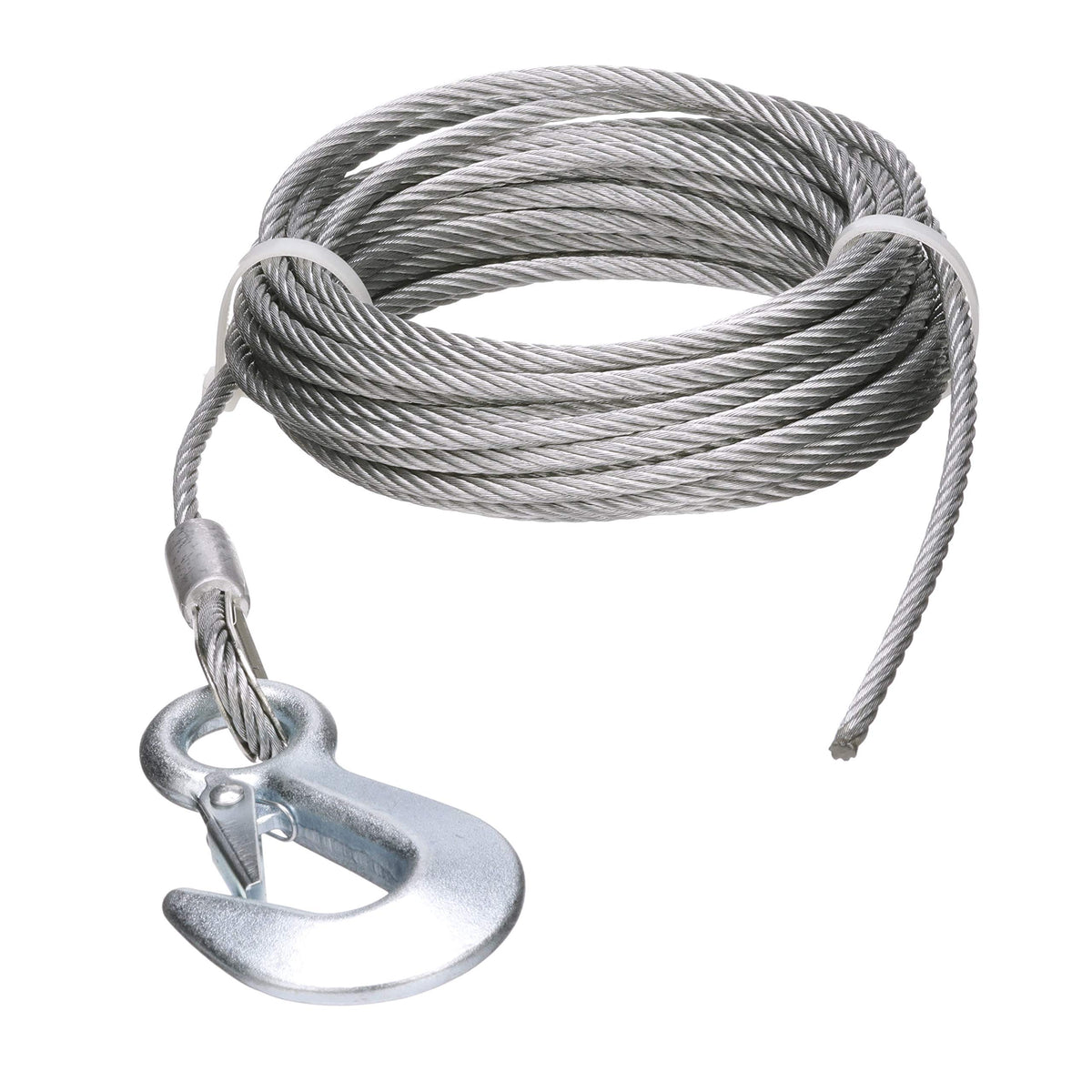 Seachoice front view of packaged 3/16" x 25' winch cable showing product benefit durability