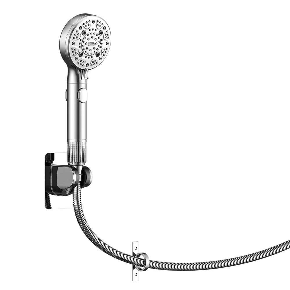 SeaCity shower head front view showing compact chrome design and easy grip